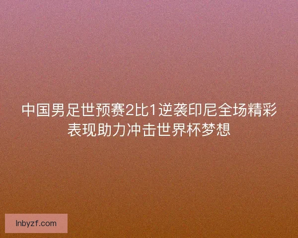 中国男足世预赛2比1逆袭印尼全场精彩表现助力冲击世界杯梦想
