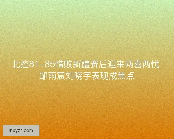 北控81-85惜败新疆赛后迎来两喜两忧 邹雨宸刘晓宇表现成焦点 北控81-85惜败新疆赛后迎来两喜两忧 邹雨宸刘晓宇表现成焦点