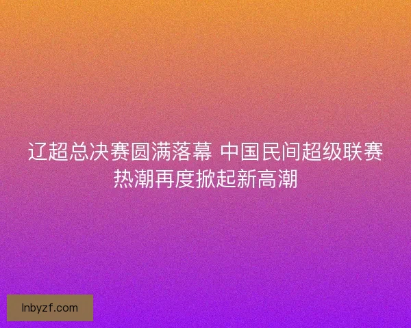 辽超总决赛圆满落幕 中国民间超级联赛热潮再度掀起新高潮